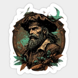 Vintage Pirate Captain Classic Art Design Sticker